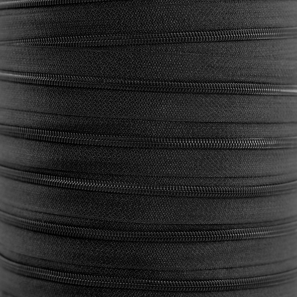 Nylon blixtlås løbende meter, svart  9 mm