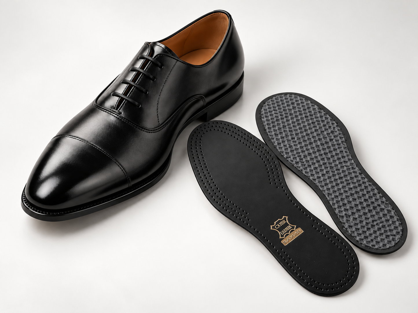 
                  
                    Saphir Black Leather & Charcoal Insole
                  
                