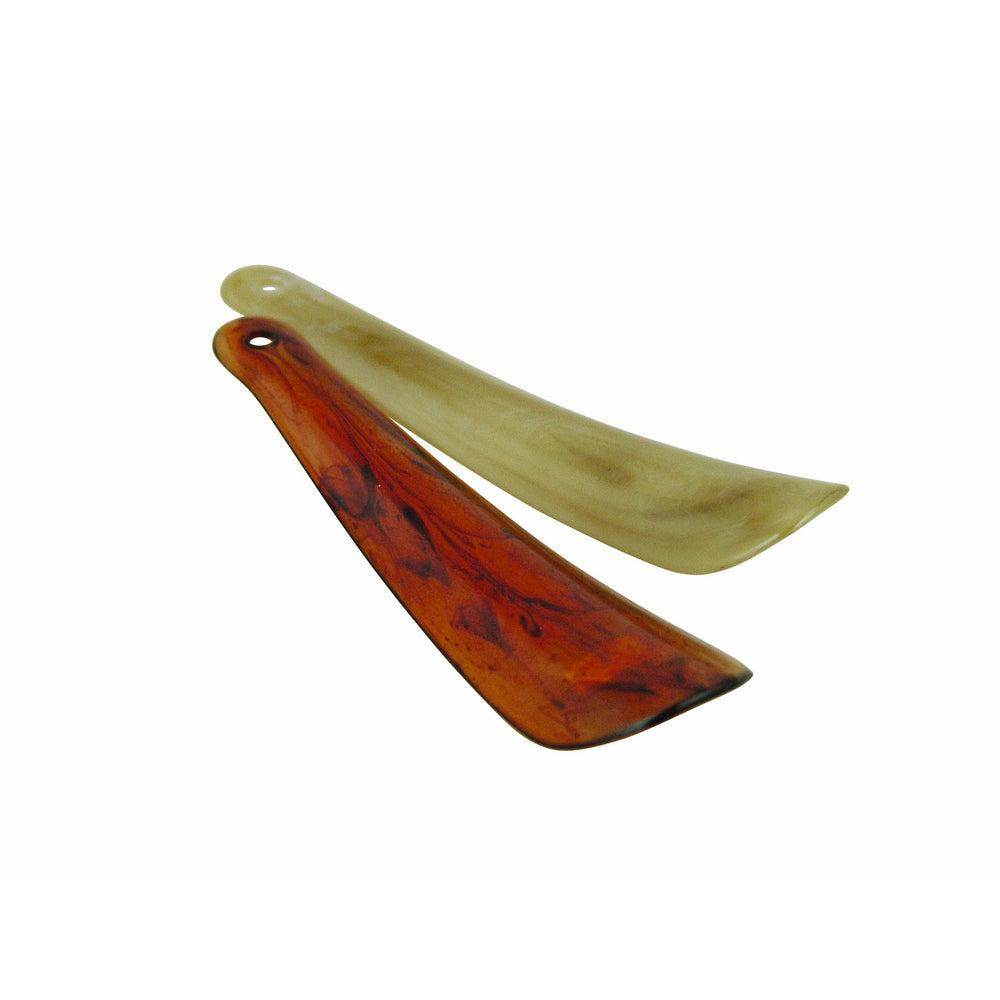 Skohorn, plast, utan krok. Hornfärgat & brunmelerat. 15½ cm. 20 pack.